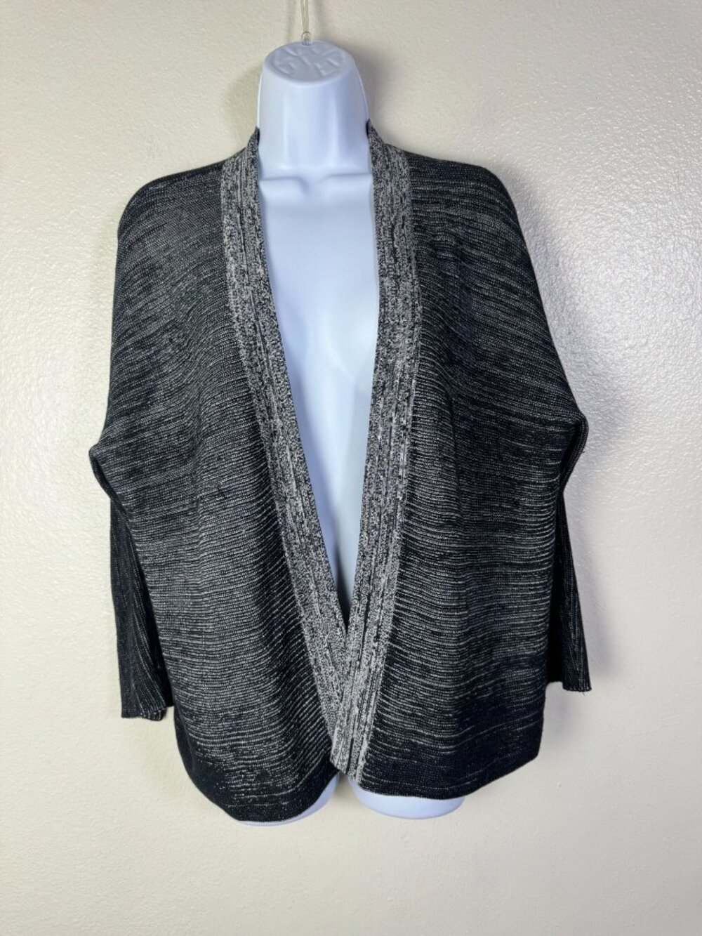 Eileen Fisher Open Front Cardigan Black Gray Organic Cotton Silk Women szโ Small